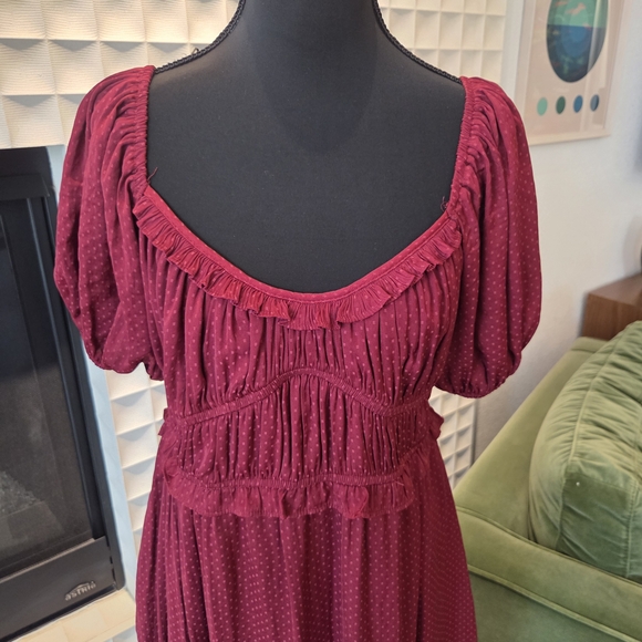 Anthropologie Burgundy Midi Dress - Picture 2 of 6
